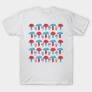 Mushrooms, red and turquoise T-Shirt